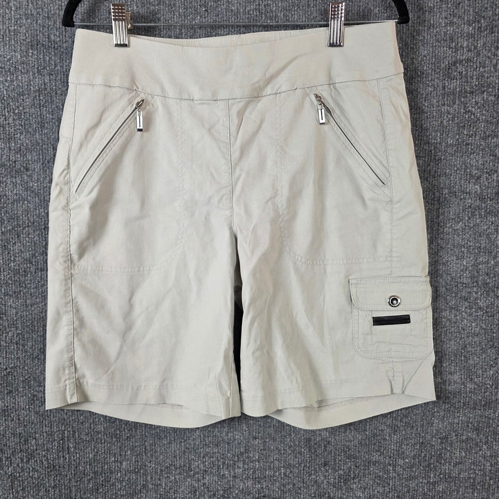 Jamie Sadock Tan‎ Khaki Golf Shorts Womens 10 Pull On Cargo Zipper Pockets